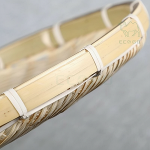 Panier en osier Plateau en bambou Plateau de service et Plateau à fruits en bois de bambou de forme ronde - Product Image 1