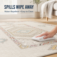 Tapis Moderne Épais en Peluche Effet Vieilli avec Motif Médaillon, Lavable en Machine, Antidérapant, en Polyester Doux pour Salon, Chambre et Entrée
