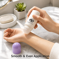 Flacon roll-on déodorant en plastique PP 60 ml, emballage cosmétique avec impression sérigraphique, forme cylindrique, bouchon à vis