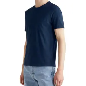 Manufacture recycle 40 polyester 60 cotton t shirt chest pocket slim fit t-shirt embroidery mens running t shirt