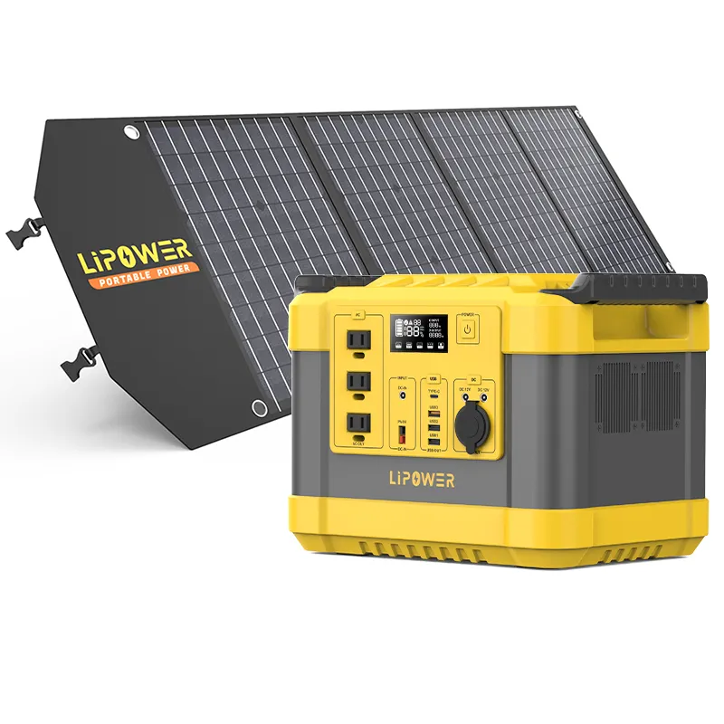 Năng lượng mặt trời hệ thống năng lượng 1000W 220V Trạm điện cầm tay cung cấp di động cắm trại Máy phát điện Trạm điện với năng lượng mặt trời bảng điều khiển