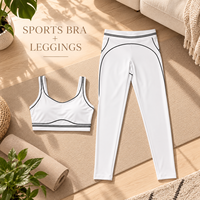 Ensemble de yoga pour femmes, soutien-gorge de sport, leggings taille haute, bordure contrastée, tenue de fitness deux pièces pour Pilates