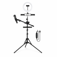 Nouvelle lampe annulaire LED noire QX-260S de 10 pouces pour photographie et vidéo, ensemble de lumière annulaire LED à intensité réglable pour kit de vlogging