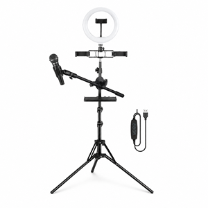 <span class=keywords><strong>ไฟ</strong></span>วงแหวน LED รุ่นใหม่ QX-260S ขนาด <span class=keywords><strong>10</strong></span> นิ้ว สีดำ สำหรับถ่ายวิดีโอ ปรับความสว่างได้ ชุดไฟวงแหวน LED สำหรับชุดอุปกรณ์วีล็อกกิ้ง - Product Image 1
