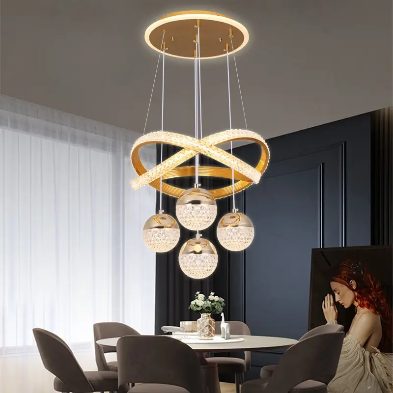 Hot Sale Iron Aluminum Led Luxury Chandelier Hanging Living Room Chandelier Light For Restaurant