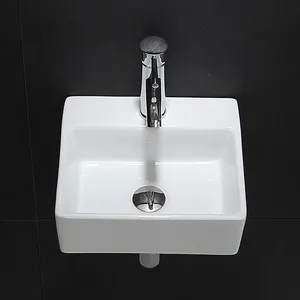 13"x12" Water Biasn Artist Solid Surface Sink Ceramic Material Rectangle Shape Wall-hung Style White Basin