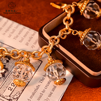 Bracelet à breloques en cristal doré, perles transparentes, pendentif, chaîne, bijoux tendance, cadeau pour femme