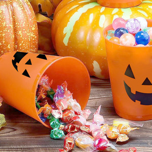 Vasos de Plástico Ecológicos Color Naranja con Logotipo Personalizado, Vasos con Diseño de Calabaza de Halloween, Aptos para Agua Hirviendo, Recuerdos para Fiestas - Product Image 3