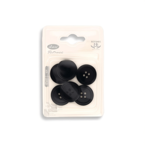 Bottoni Neri Ilan a 4 Fori 25mm Confezione da 6 Pezzi per Riparazione Abbigliamento - Product Image 1