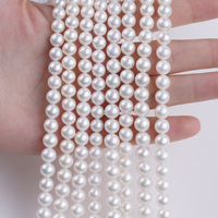 Perles d'eau douce rondes naturelles de haute qualité, 7-8 mm AA, prix d'usine, vente en gros