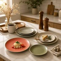 Assiette à dîner en céramique japonaise de qualité alimentaire avec glaçure réactive, qualité A, fabrication OEM