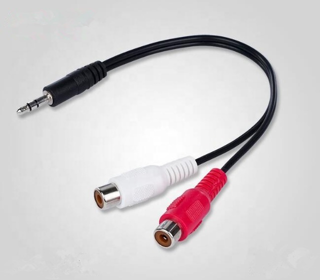 High Quality Nickel Plated 3.5mm Male to 2 RCA Female Male Male Audio Video Cable 20CM Black for Video Game Players Microphones