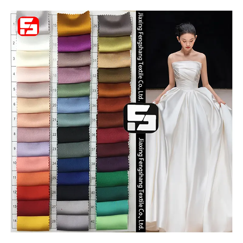 Popular design satin silk fabric 100% polyester fabric dull satin for garment wedding dress