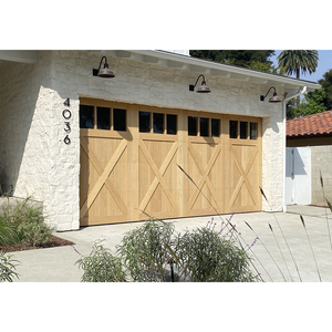 <span class=keywords><strong>Porte</strong></span> <span class=keywords><strong>de</strong></span> <span class=keywords><strong>garage</strong></span> en bois moderne avec fenêtre en verre Design <span class=keywords><strong>de</strong></span> chariot Portes basculantes sectionnelles en bois électriques pour villas - Product Image 3