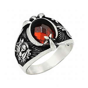 925พันเงินสเตอร์ลิงกรงเล็บนกอินทรีออตโตมันหินสีแดงผู้ชายแหวน - Product Image 2