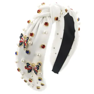 Schmetterlingsform-Muster Perlkristall Strass-Dekoration Bling-Kopfband Bogen-Haarband