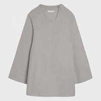 Ensemble Chemise Col V et Robe Chic Style Musulman en Lin Premium pour Femme
