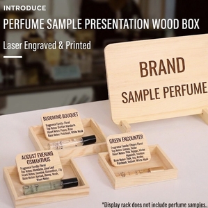 Boîte de présentation rectangulaire en pin pour échantillons de parfum, gravée au laser, empilable, pour présentoir de cosmétiques et de parfums (OEM) - Product Image 2