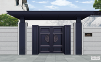 Portes en aluminium de style européen Porte de villa en aluminium Portes de jardin électriques Conception de gril Porte coulissante de cour en aluminium pour la maison