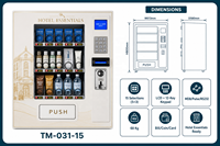 Distributeur automatique pour hôtel, 15 sélections, clavier LCD, paiement MDB, essentiels de bureau, kit de toilette, préservatifs, distributeur d'eau, 68 kg, CE