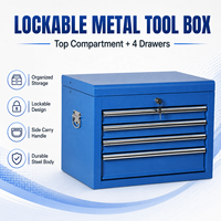 Meilleures ventes : Armoire à outils métallique robuste en acier revêtu, portable, à couvercle rabattable, multi-tiroirs, verrouillable, avec poignée de transport