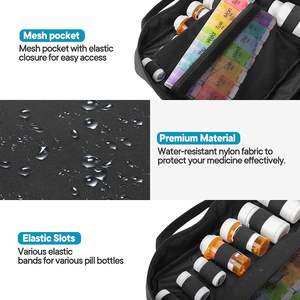 Durable Nylon Fashion Travel <b>Medicine</b> Pill <b>Bottle</b> Organizer Bag with Waist Strap and Zipper Closure - Product Image 2