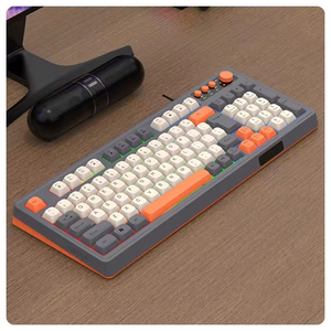 <b>USB</b> Wired Keyboard with Number Pad Knob, 98 <b>Keys</b> Silent Mechanical Feeling Membrane Creamy Gaming Keyboard with 4 Hot <b>Keys</b> - Product Image 2