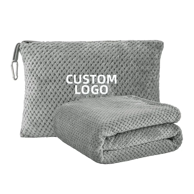 Супер мягкий теплый индивидуальный логотип портативный диван-кровать из смесовой фланелевой флисовой ткани 2 в 1 Подушка