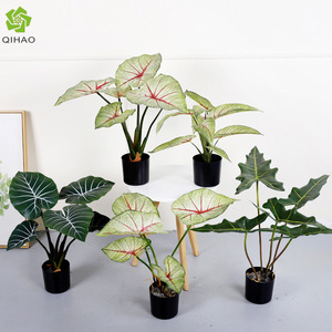 QIHAO - Plantas Artificiales de Hojas de Taro de 30 cm a 100 cm de Altura, Simulación Realista, Decoración de Interiores, Plantas Verdes en Maceta - Product Image 1