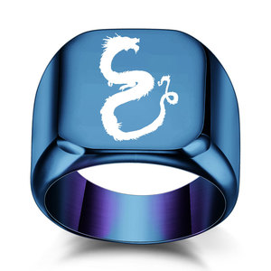 Anillo cuadrado de dragón de acero inoxidable de 18 mm, regalo de joyería de moda para hombre - Product Image 5