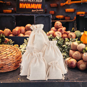 Sac en mousseline avec cordon de serrage, logo personnalisé OEM ODM, biodégradable, 100% coton, pour le shopping, le rangement et les cadeaux, recyclé - Product Image 2