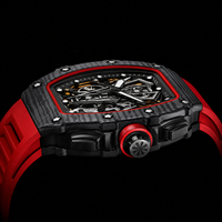 Reloj Mecánico de Lujo Automático con Tourbillon, Esqueleto Luminoso de 44 mm, con Correa de Silicona para Hombre, Deportivo y a la Moda