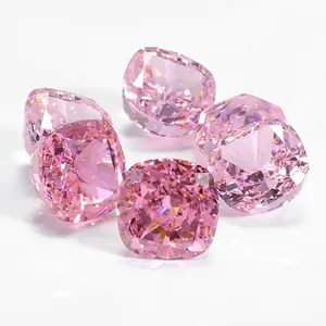 Cushion CZ square shape with pink color 8*8mm size from China zirconia supplier for CZ ring making