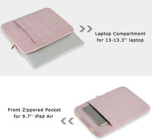 Tas lengan <span class=keywords><strong>Laptop</strong></span> portabel tahan lama kustom pabrik casing pelindung tahan air dengan tas penyimpanan perjalanan saku merah muda - Product Image 2