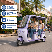 Tricycle électrique de passager direct d'usine 800W double moteurs tricycle électrique à trois roues deux places pour la mobilit