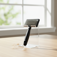Brosse lissante en acier inoxydable Shernbao TSB-201 avec manche en bois pour le démêlage et le toilettage des chiens et des chats