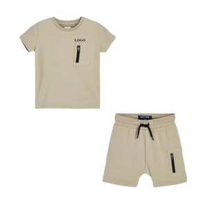 Ensemble deux pièces pour garçons en coton 100 %, motif uni, vêtements décontractés pour les âges de 8 à 12 ans, cadeau idéal pour l'été - Product Image 1