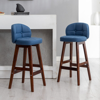 Tabouret de bar haut en bois massif, style nordique et rétro moderne, avec dossier, montage facile, pour usage domestique, meuble de bar pour îlot de cuisine