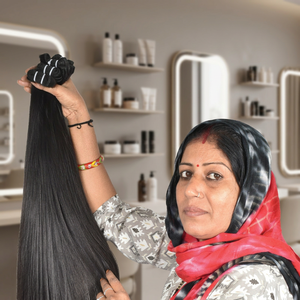 Natural virgen vrndor ninguno procesamiento químico color negro largo rizado recto paquetes indio templo extensiones de cabello humano - Product Image 1