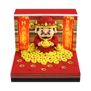 Bloc de Notas de Papel con Diseño de Lingote de Oro con Tema de Feliz Año Nuevo, Escultura <span class=keywords><strong>en</strong></span> Capas Desprendibles 3D del Dios de la Riqueza, con Luz LED - Product Image 1