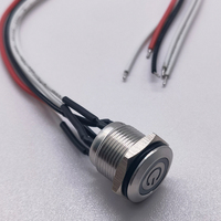 Interrupteur à bouton-poussoir à corps court de 16 mm, étanche IP67, lumière LED 12 V, 1NO1NC, 5 broches, verrouillage, acier inoxydable, interrupteur à bouton-poussoir filaire