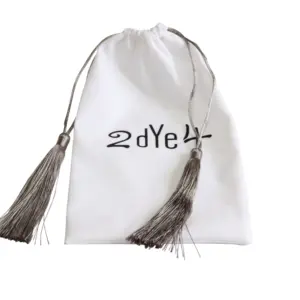 Manufacturer luxury white velvet tassel drawstring bag with LOGO brand name printing cosmetic gift handbag package dust pouch