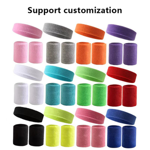 Factory Wholesale Custom Embroidered Logo Braided Cotton Christmas Tennis Sport Wristband Sweatbands <strong>Headband</strong> Set For Women Kids - Product Image 2