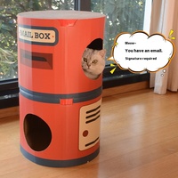 Maison à griffer pour chat durable avec condo pour chat intégré conception de boîte aux lettres double couche meubles en carton anti-rayures pour chat en gros