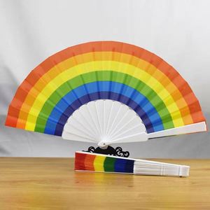 Abanicos de Mano Plegables de Plástico Arcoíris de Alta Calidad al por Mayor con Varillas de Plástico para Bodas, Festivales, Fiestas al Aire Libre, Baile - Product Image 5