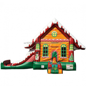 Christmas Jolly Snow Man Inflable Jumping Castle Combo Impermeable Ignífugo Material de PVC con tobogán - Product Image 1