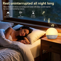Réveil électronique en tissu avec lumière de réveil et alarme, lumière intelligente effet lever de soleil avec bruit blanc pour le sommeil