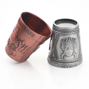 Großhandel Custom Design Bronze Kupfer Viking Travel Tourist Souvenir Metall Glas Schnaps gläser