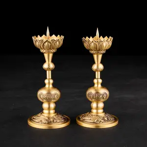 Customize Handicraft Golden Color Brass Statue Copper Products Brass Candlestick Custom Design Candle Holder