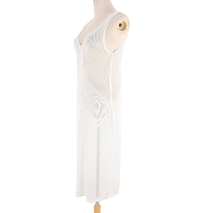 NUEVO <span class=keywords><strong>Dos</strong></span> <span class=keywords><strong>colores</strong></span> Vestido largo de ganchillo Algodón Talla única Sexi Lady Traje de baño Backless Cover Ups - Product Image 4